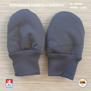 Softshellové rukavice STYLSPARK s kožíškem 15cm /641/ šedé 6měs-1rok