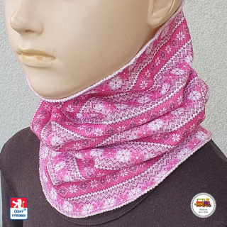 Dětský úpletový zimní nákrčník Spark /316/ VZOR růžový vel.XL (3-Xlet)