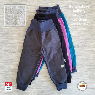 NOVINKA-Softshellové kalhoty zateplené kožíškem STYLSPARK vel. 74, 80, 86, 92, 98, 104