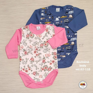 NOVINKA-Kojenecké body bavlněné vel. 62, 68, 74, 80, 86, 92, 98, 104