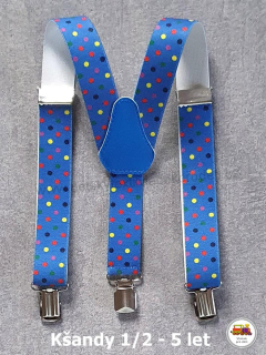 Dětské kšandy/šle Puntíky na modré č.142