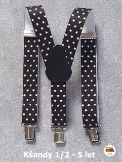 Dětské kšandy/šle Hvězdičky na černé č.146