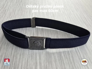 Dětský pásek s kovovou sponou /38/ pružný tmavě modrý s míčem