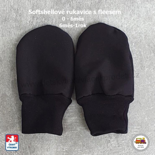 Softshellové rukavice STYLSPARK s fleesem bez palce 15cm /608/ černé 6měs-1rok
