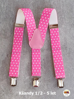 Dětské kšandy/šle Hvězdičky na růžové č.152