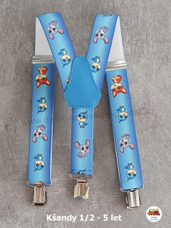Dětské kšandy/šle Zvířátka na modré č.153