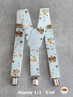 Dětské kšandy/šle Zvířátka na světlé modré č.155