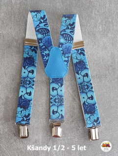 Dětské kšandy/šle Komix na modré č.156