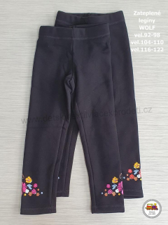NOVINKA-Legíny dívčí zateplené Wolf T2324 Kytička s koníkem černé vel. 92-98, 104-110, 116-122
