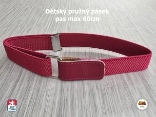Dětský pásek dívčí č.15 pružný tmavě růžový se sovičkou