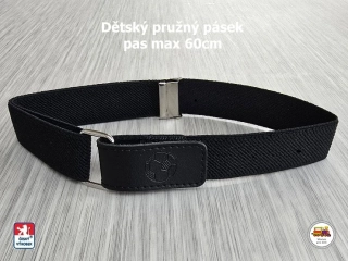 Dětský pásek chlapecký č.14 pružný černý s fotbalovým míčem