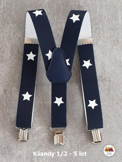 Dětské kšandy/šle Bílá hvězda na modré č.159