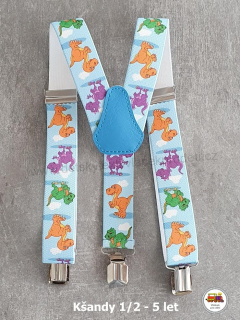 Dětské kšandy/šle Dinosaurus na světle modré č.170