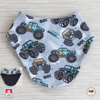 Slintáček - nákrčník bavlna potisk /č.63/ Auta na šedé