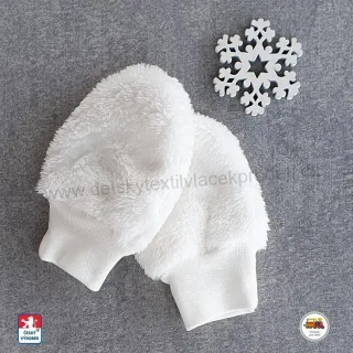 Kojenecké rukavice chlupaté lama /1004/ smetanové - dvojité - menší