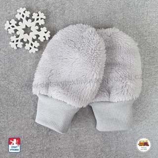 Kojenecké rukavice chlupaté lama /1009/ šedé - jedna vrstva - větší
