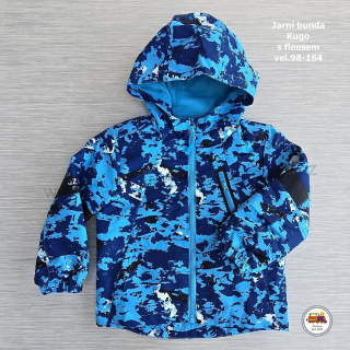 Šusťáková jarní bunda s fleesovou podšívkou Kugo B1950 modrá vel.158-164
