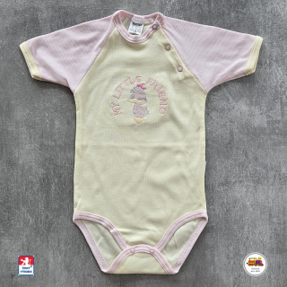 Kojenecké body bavlněné /9923/ My little friend na růžovosmetanové krátký rukáv vel. 86