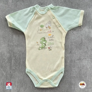 Kojenecké body bavlněné /9915/ Pejsek na zelenosmetanové krátký rukáv vel. 68