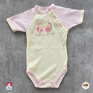 Kojenecké body bavlněné /9904/ Kravičky na růžovosmetanové krátký rukáv vel. 62