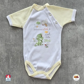 Kojenecké body bavlněné /9901/ Pejsek na smetanovobílé krátký rukáv vel. 56