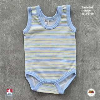 Kojenecké body bavlněné /9845/ Proužek na modré - nátělník vel. 56