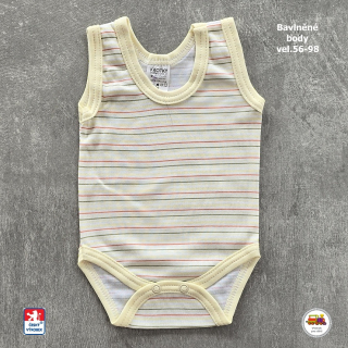Kojenecké body bavlněné /9871/ Proužek na žluté - nátělník vel. 92