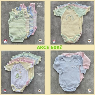 AKCE-Kojenecké body bavlněné krátký rukáv nebo nátělník vel. 56, 62, 68, 74, 80, 86, 92, 98