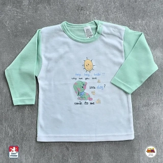 Tričko bavlněné /9817/ Pejsek na zelenobílé vel. 80
