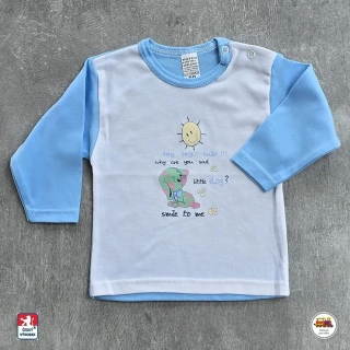 Tričko bavlněné /9816/ Pejsek na modrobílé vel. 80