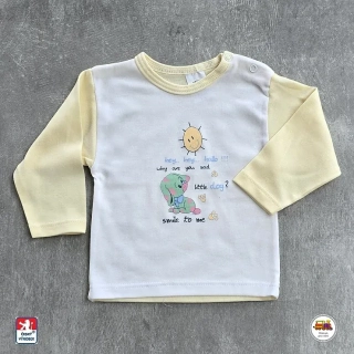 Tričko bavlněné /9813/ Pejsek na žlutobílé vel. 74