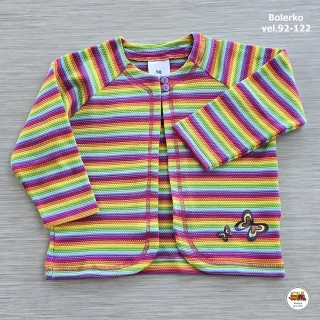 NOVINKA-Dívčí mikina - kabátek - bolerko Proužky s motýlkem vel. 92, 98, 104, 110, 116, 122