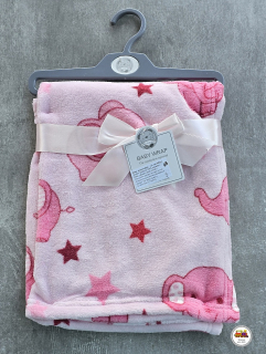 Dětská deka do kočárku Baby Wrap /č.37/ Sloník na růžové