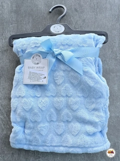 Dětská deka do kočárku Baby Wrap /č.38/ Srdíčka na světle modré