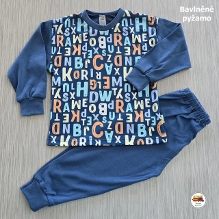 Dětské bavlněné pyžamo /719/ Písmena na jeans vel.104
