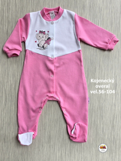 Kojenecký/dětský overal bavlněný /775/ Slon na sytě růžové vel.104