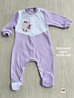 Kojenecký/dětský overal bavlněný /768/ Slon na fialkové vel. 74