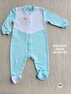 Kojenecký/dětský overal bavlněný /766/ Myška na mintové vel. 80