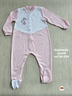 Kojenecký/dětský overal bavlněný /763/ Myška na růžové vel. 98