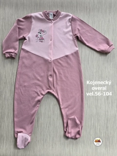 Kojenecký/dětský overal bavlněný /762/ Myška na starorůžové vel. 98
