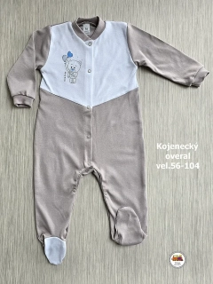 Kojenecký/dětský overal bavlněný /761/ Medvídek na béžové vel. 86