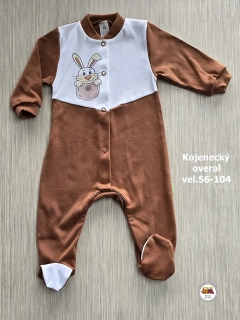 Kojenecký/dětský overal bavlněný /750/ Zajíček na hnědé vel. 92