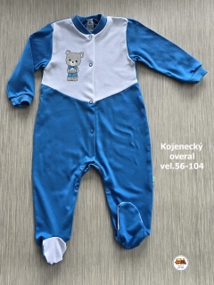 Kojenecký/dětský overal bavlněný /745/ Medvídek na modré vel. 86