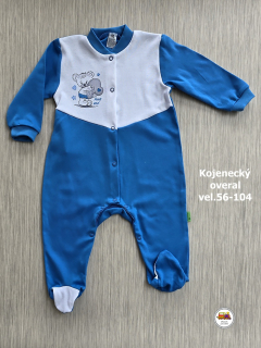 Kojenecký/dětský overal bavlněný /742/ Medvídek se srdíčkem na sytě modré vel. 80