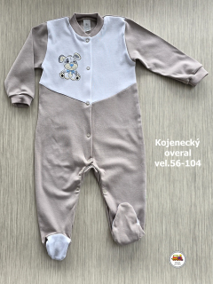 Kojenecký/dětský overal bavlněný /735/ Pejsek na béžové vel. 86