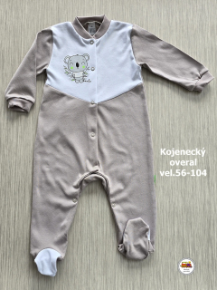 Kojenecký/dětský overal bavlněný /731/ Medvídek na béžové vel. 80