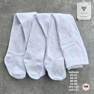 NOVINKA-Punčocháče bavlněné žakárové bílé YOU vel. 56-62, 68-74, 80-86, 92-98, 104-110, 116-122