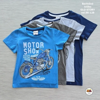 NOVINKA-Chlapecké tričko bavlněné GLO-STORY BPO-1899 MOTOR SHOW vel. 98, 104, 110, 122