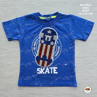Chlapecké tričko bavlněné Kugo ML-7164 SKATE modré vel.128