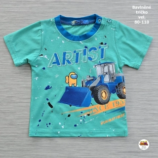 Chlapecké tričko bavlněné svítící ve tmě Kugo HC0690 Artist na zelené vel. 80